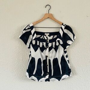 Point Sur Navy & White Button Up Blouse